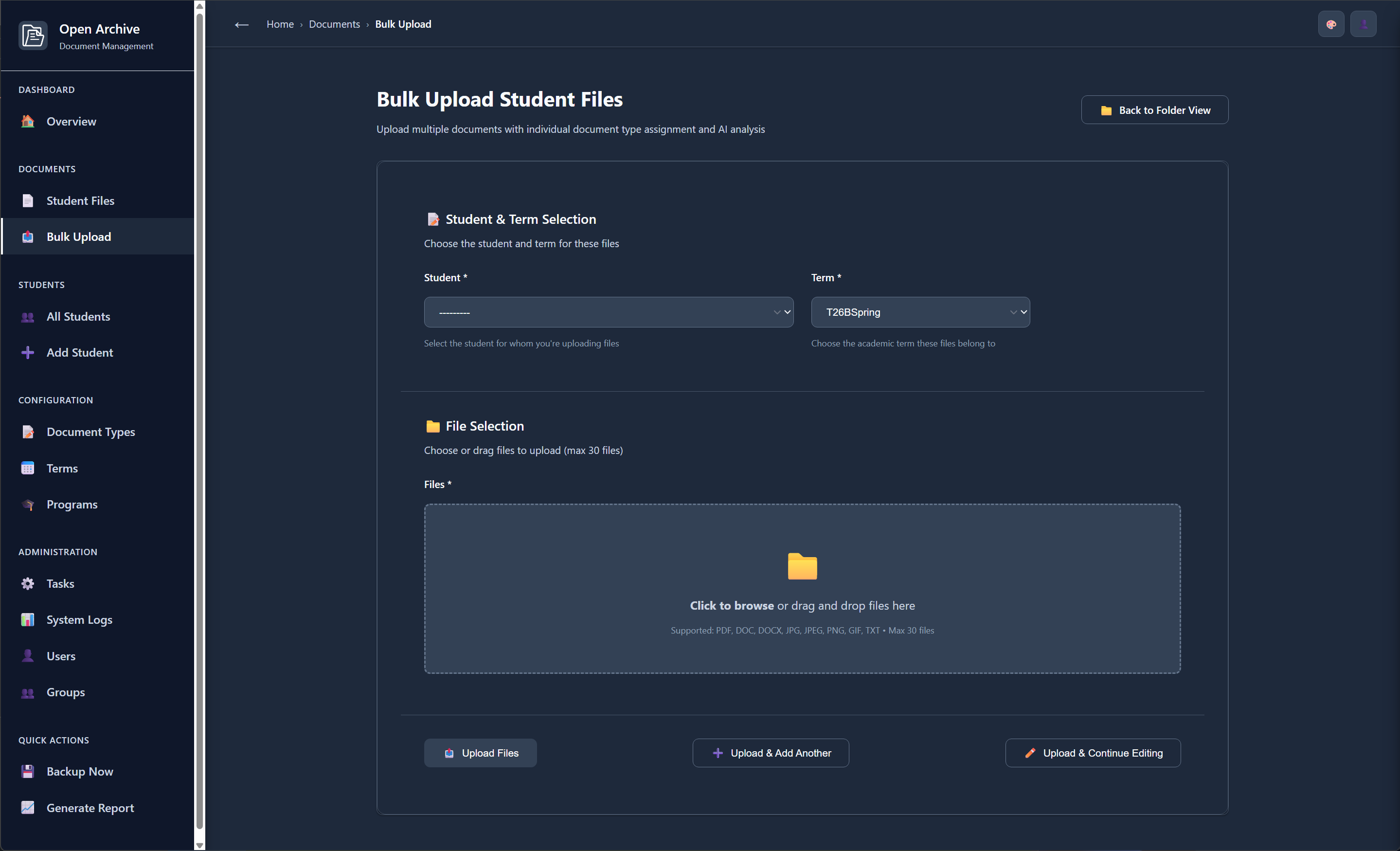 Open Archive Bulk Upload